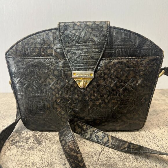Albert Nipon Vintage Aztec Design Snakeprint / Reptile Leather Crossbody Bag Sma - Picture 2 of 12